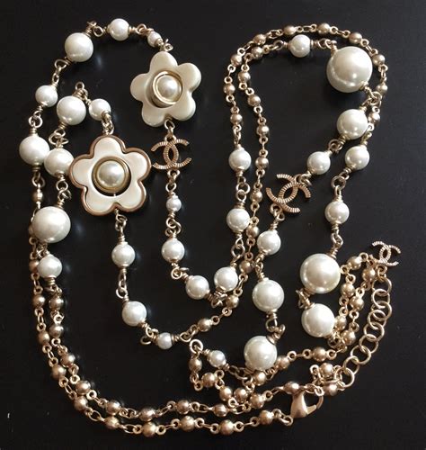 chanel camellia necklace pearl|chanel camellia necklace.